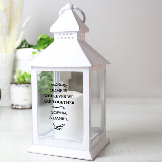 Personalised Antique Scroll White Lantern