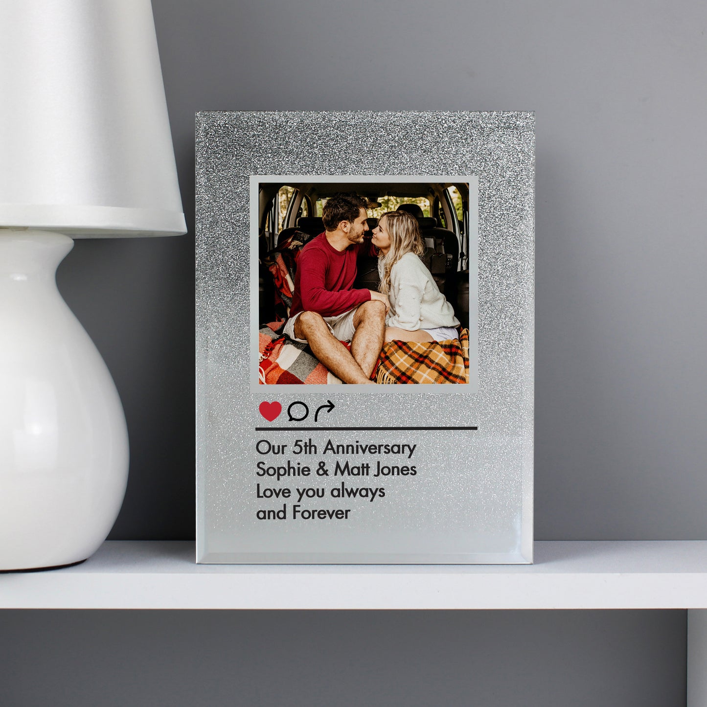 Personalised Instagram Post 4x4 Glitter Glass Photo Frame