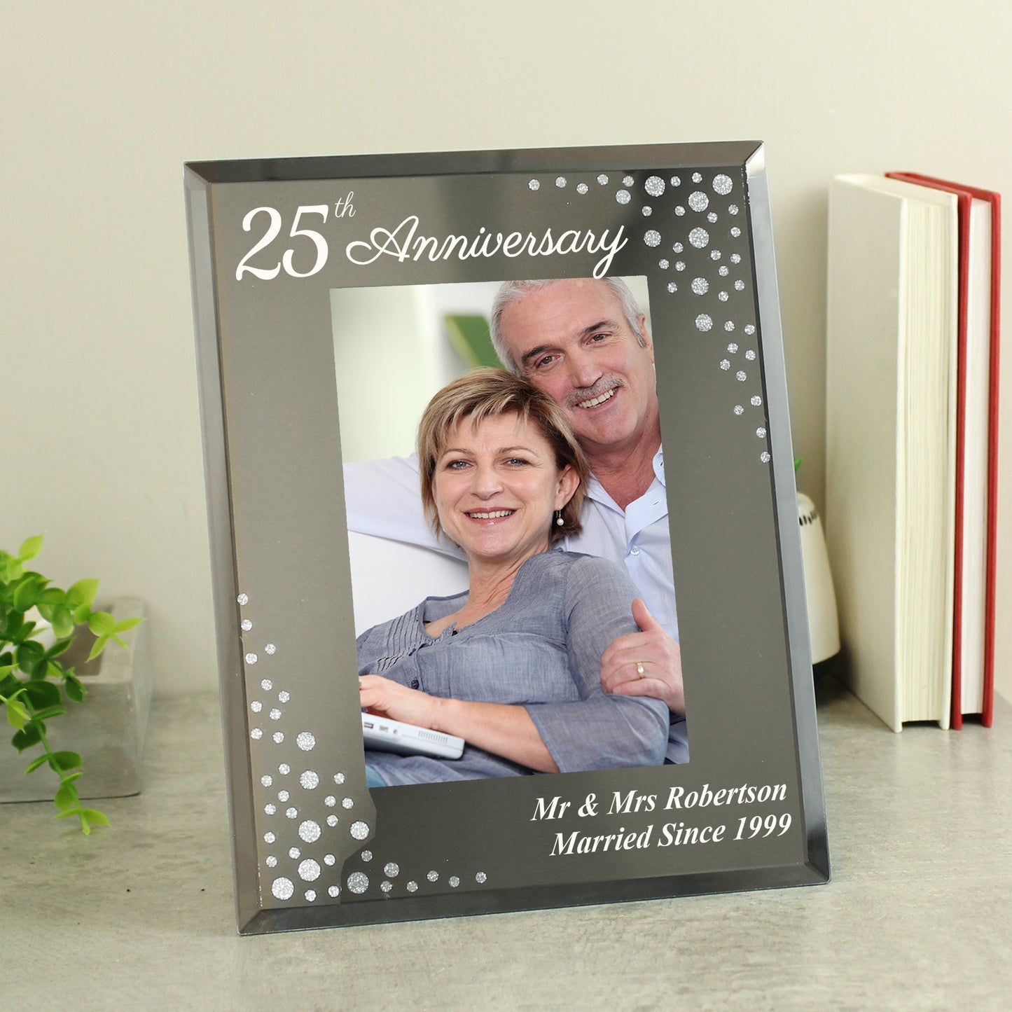 Personalised Anniversary 6x4 Diamante Glass Photo Frame