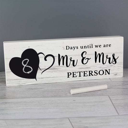 Personalised Rustic Chalk Countdown Wooden Mantel Decoration