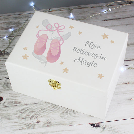 Personalised Swan Lake Ballet White Wooden Keepsake Box