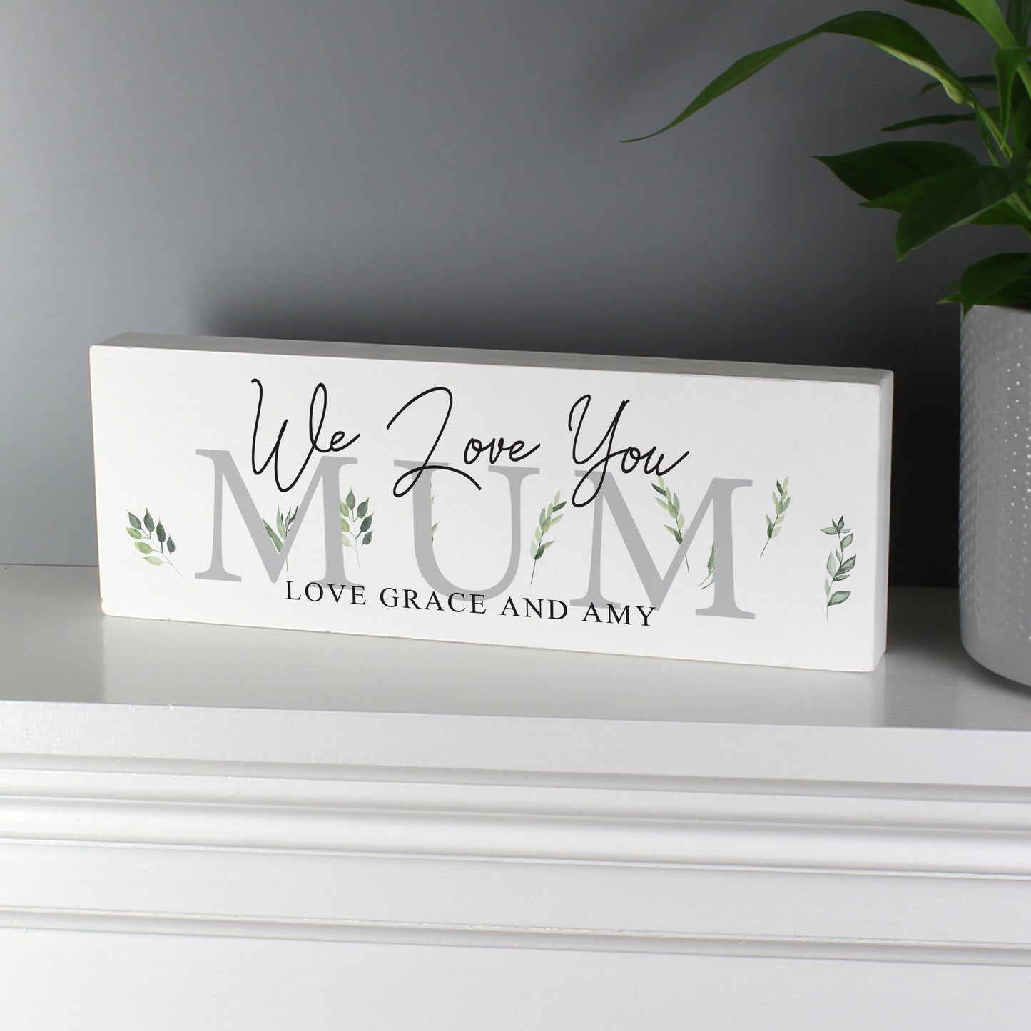 Personalised Botanical Wooden Mantel Decoration