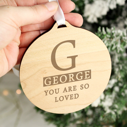 Personalised Initial Round Wooden Decoration