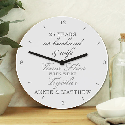 Personalised Anniversary Wooden Clock