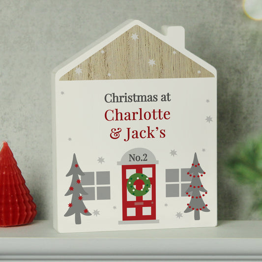 Personalised Christmas Wooden House Ornament