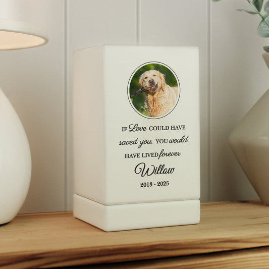 Personalised Pet Photo Upload Small Wooden Urn