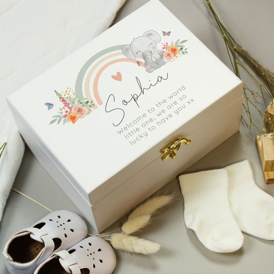 Personalised Elephant Wooden Keepsake Box