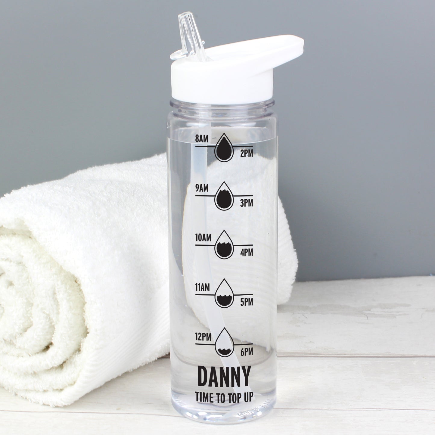 Personalised Black 'Hydration Tracker' Water Bottle